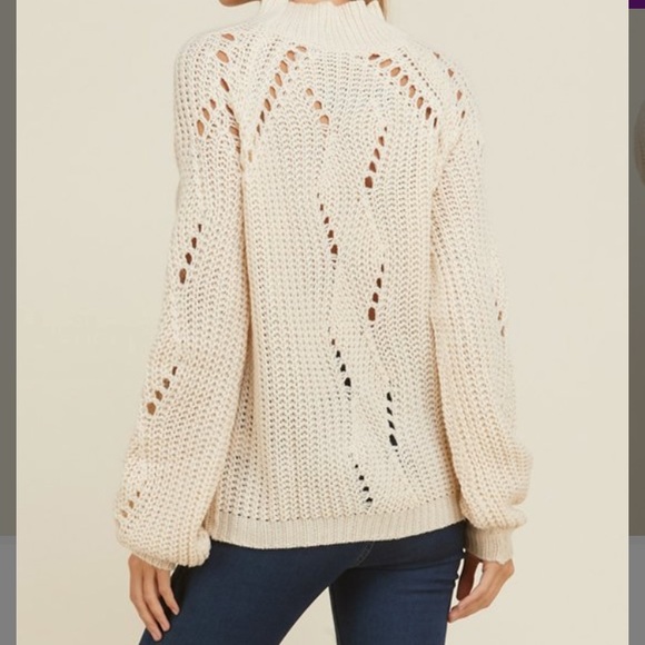 🌼HP!!🌼 Annabelle USA Beige Crochet Knit Sweater - Picture 2 of 5